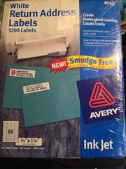 Avery # 8567 White Return Address Labels 3200 Labels New NIB 40 Sheets 80 Per