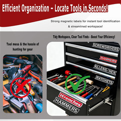 Magnetic Toolbox Labels Pack 12 Reusable Steel Drawer Cabinet Organizer