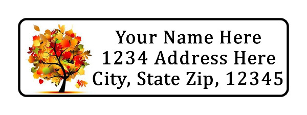 400 Fall Tree, Personalized Return Address Labels. 1/2 inch by 1 3/4 in.