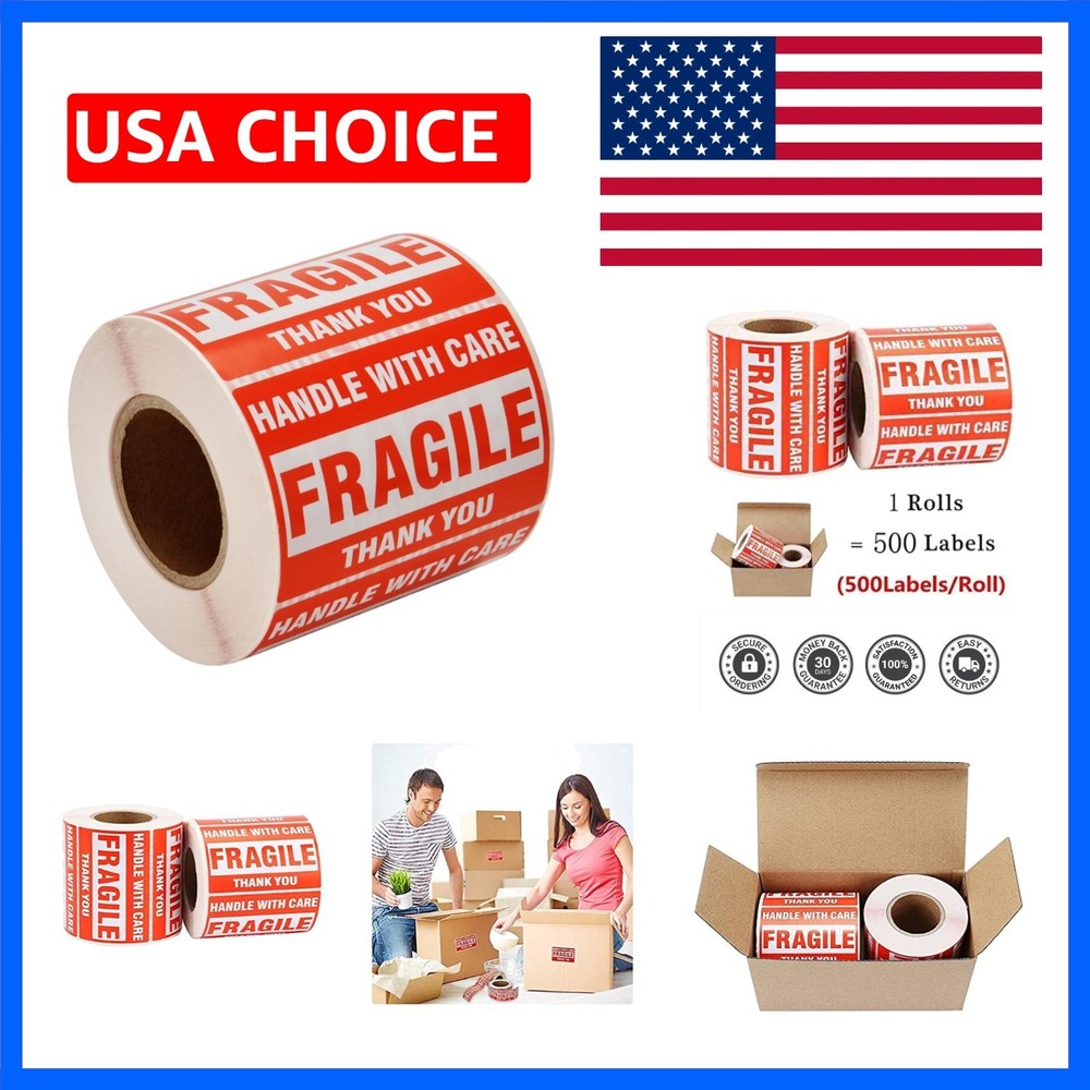 Warning Fragile Tape, 3″ X 2″ Fragile Handle with Care Warning Stickers for S…