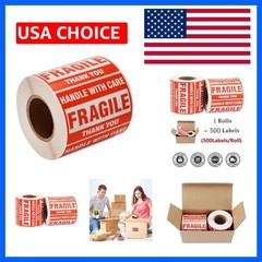Warning Fragile Tape, 3″ X 2″ Fragile Handle with Care Warning Stickers for S…