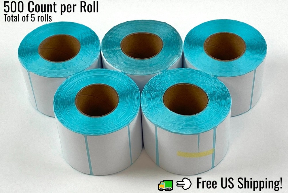 Self Adhesive Label Sticker Blank White Thermal Roll Sticky Lot of 5