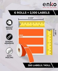 enKo [6 Rolls, 2100 Labels] Address, Shipping & Barcode Labels 30252 – Orange…