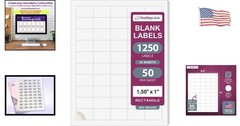 50 Labels Per Sheet: High-Quality 1.5×1 Inch White Blank Stickers for Printers