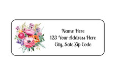 30 Multicolor Flowers PERSONALIZED RETURN ADDRESS LABELS 1 in X 2 5/8 GLOSSY