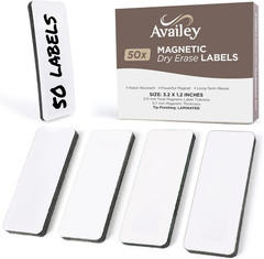 Availey 50 Pieces (3.2 X 1.2″) – White Magnetic Dry Erase Labels – Reusable Stri