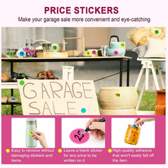 1920 PCS Yard Sale Price Stickers 3/4″ Pre-Priced Labels Garage Sale Tags Neon