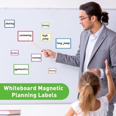99 Pcs Magnetic Dry Erase Labels Reusable Name Magnets for Whiteboard 3 Sizes…