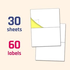 30 Sheets – Half Sheet Shipping Labels, Printable Sticker Paper, for Laser & …