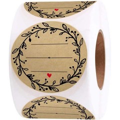 2 Inch Wreath Design with 3 Lines for Writing (500 Labels per roll) Natural B…