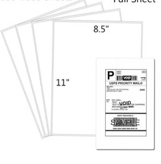 1000 Full Sheet Shipping Labels 8.5×11 Self Adhesive Blank for Laser/Inkjet Case