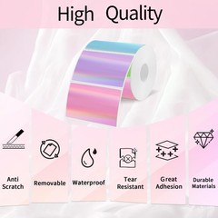 3X2 Inch Holographic Thermal Labels, Colorful Direct Thermal Stickers Label, Sel