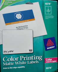 Avery 6878 Matte White Print To The Edge Shipping Labels, 3 3/4×4 3/4, 4 Per Pg