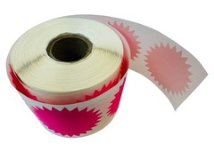 2″ Pink Starburst-Shape Blank Direct Thermal Zebra Labels 2 RLS of 500 EA