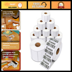 2″ x 1″ Direct Thermal Shipping Labels – 15600 Count, 12 Rolls, Perforated Addre