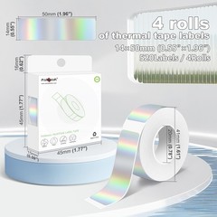 Label Maker Tape,14X50MM(1/2″ X1 7/8″) Thermal Label Stickers,Thermal -Adhesi…