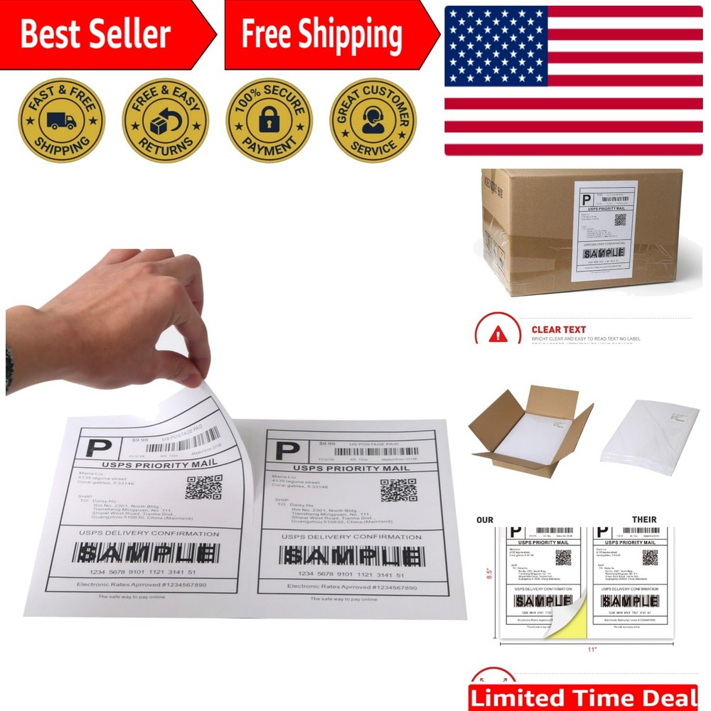 Versatile 500 Sheet Self-Adhesive Shipping Labels – Easy Peel & Strong Adhesive
