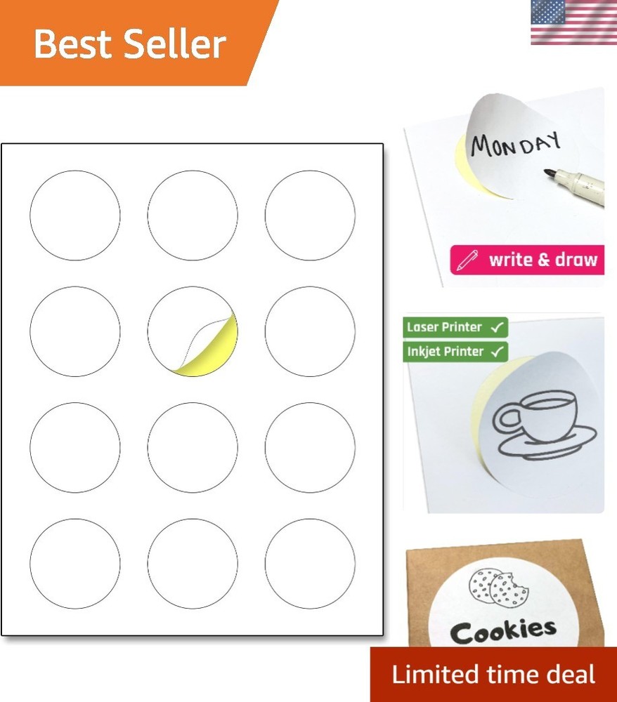 Easy Write 2 Inch Round Printable Stickers – Smooth Matte Surface, 360 Labels