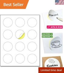 Easy Write 2 Inch Round Printable Stickers – Smooth Matte Surface, 360 Labels