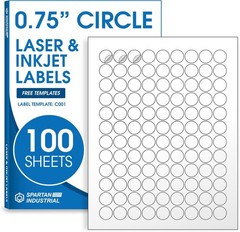 0.75″ Printable Round Labels for Inkjet and Laser Printers – 10800 Stickers |…