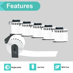 1 Roll 2.4″ x 100 ft DK-2205 Continuous Length White Paper Labels For Brother