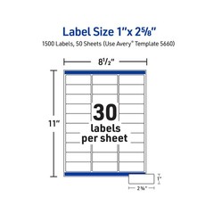 Avery Printable Address Labels with Sure Feed Technology, 1″ x 2-5/8″, Matte …