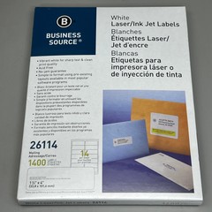 BUSINESS SOURCE (1400 Labels) Laser Ink Jet Mailing Labels 1-1/3″x 4 White 26114