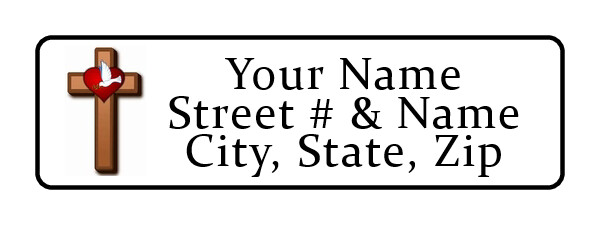 800 Cross,Heart & Dove Personalized Return Address Labels 1/2 inch by 1 3/4 inch
