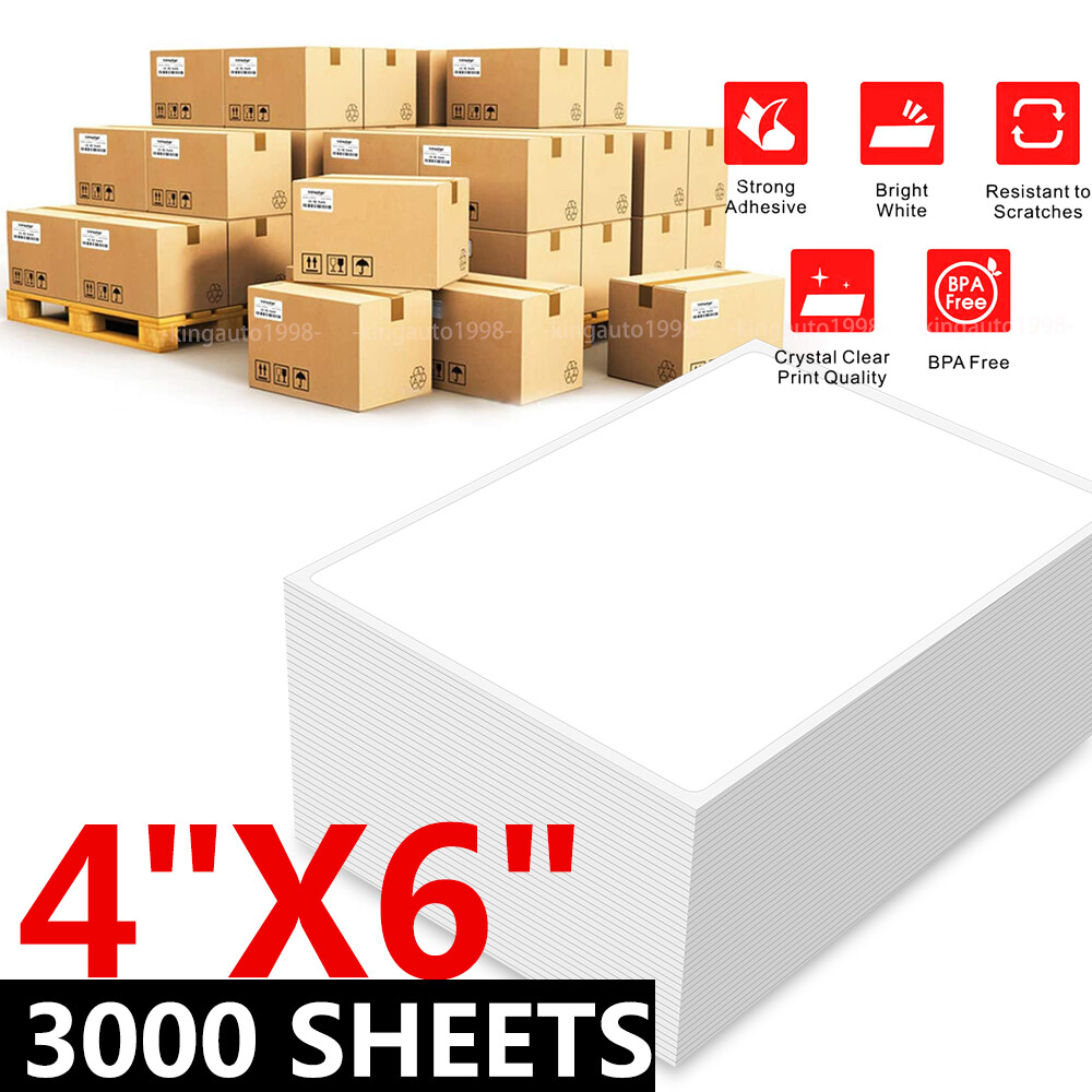 4 x 6 Fanfold / Roll Thermal Shipping Labels Paper for Zebra & Rollo Printers