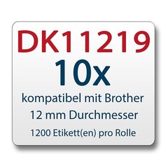 10x label comp. with Brother DK11219 diameter 12mm 1200 labels +1x holder