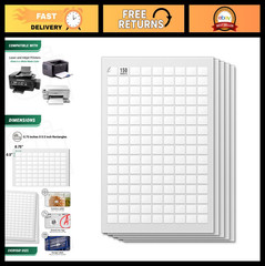 Blank Rectangle Labels 0.75″ x 0.5″ – 144 Labels/Sheet, 150 Sheets, Water Resist