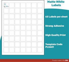 Premium Label Supply White Sticker Square Labels – 1″ x 1″ – Laser/Inkjet Compat