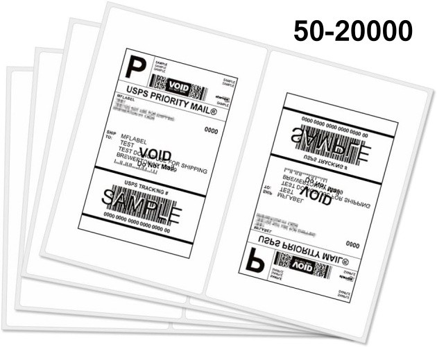 50-20000 Premium 8.5×5.5 Shipping Labels 2-Up Round Corner Half Sheet Self Adhes