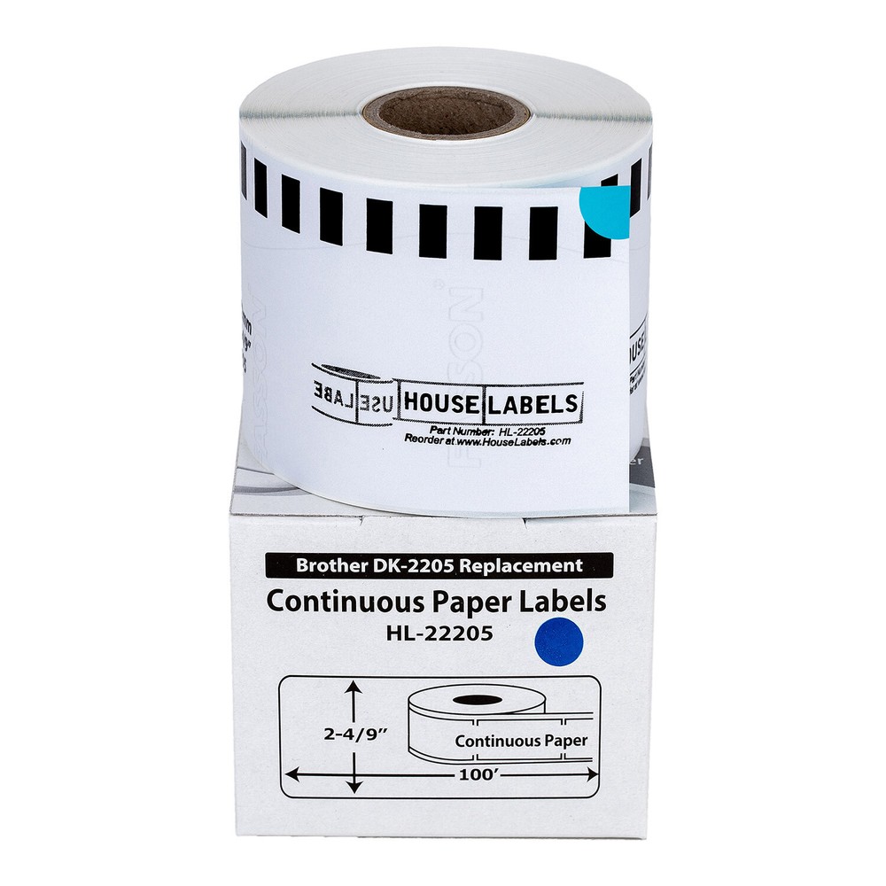 Non-OEM Fits BROTHER DK-2205 BLUE Continuous Labels – (50) Rolls of 100′
