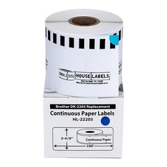Non-OEM Fits BROTHER DK-2205 BLUE Continuous Labels – (50) Rolls of 100′