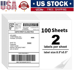 200- Premium 8.5×5.5 Round Corner Shipping Labels Half Sheet Self Adhesive