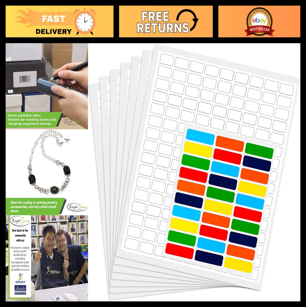 Printable Laser Inkjet Sticker Labels – 0.75″ x 0.5″ White Removable Matte – 103