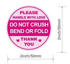 Do Not Crush Bend or Fold Sticker,2inch 300pcs Pink Cute Do Not Crush Shippin…