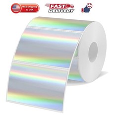 3×2 Inch Holographic Thermal Labels, Silver Thermal Sticker Labels, Rainbow G…