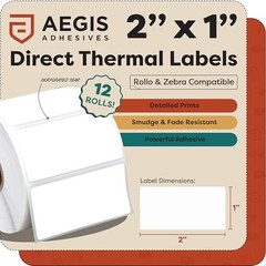 Aegis Adhesives Thermal Labels 15600 Count 12 Rolls