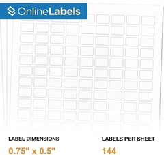 OnlineLabels 0.75″ x 0.5″ Labels – White Matte – Inkjet/Laser – 10 Sheets | P…