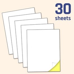 30 Sheets, Printable White Sticker Paper, Laser/Inkjet Printing – Matte, Letter