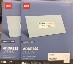Lot Of 2! Office Depot Inkjet/Laser Address Labels, 1 1/3″ x 4″, White, 350-Pack