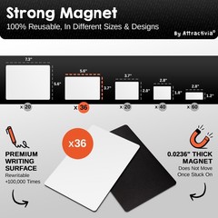 Dry Erase Magnetic Labels 5.6 x 3.7 in, Dry Erase Magnets, 36-Pack, White Era…