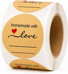 500 Kraft Canning Labels 2 Inch round Sticker Labels, Homemade with Love Labels,