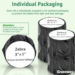 3″ x 1″ Direct Thermal Labels for Zebra Eltron GK420T 2000 Labels/Roll 3X1
