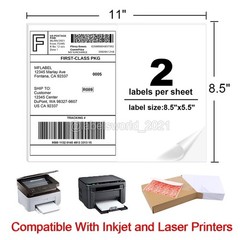 50-8000 Mailing Shipping Labels 8.5″x5.5″ Half Sheet Self Adhesive Blank Labels