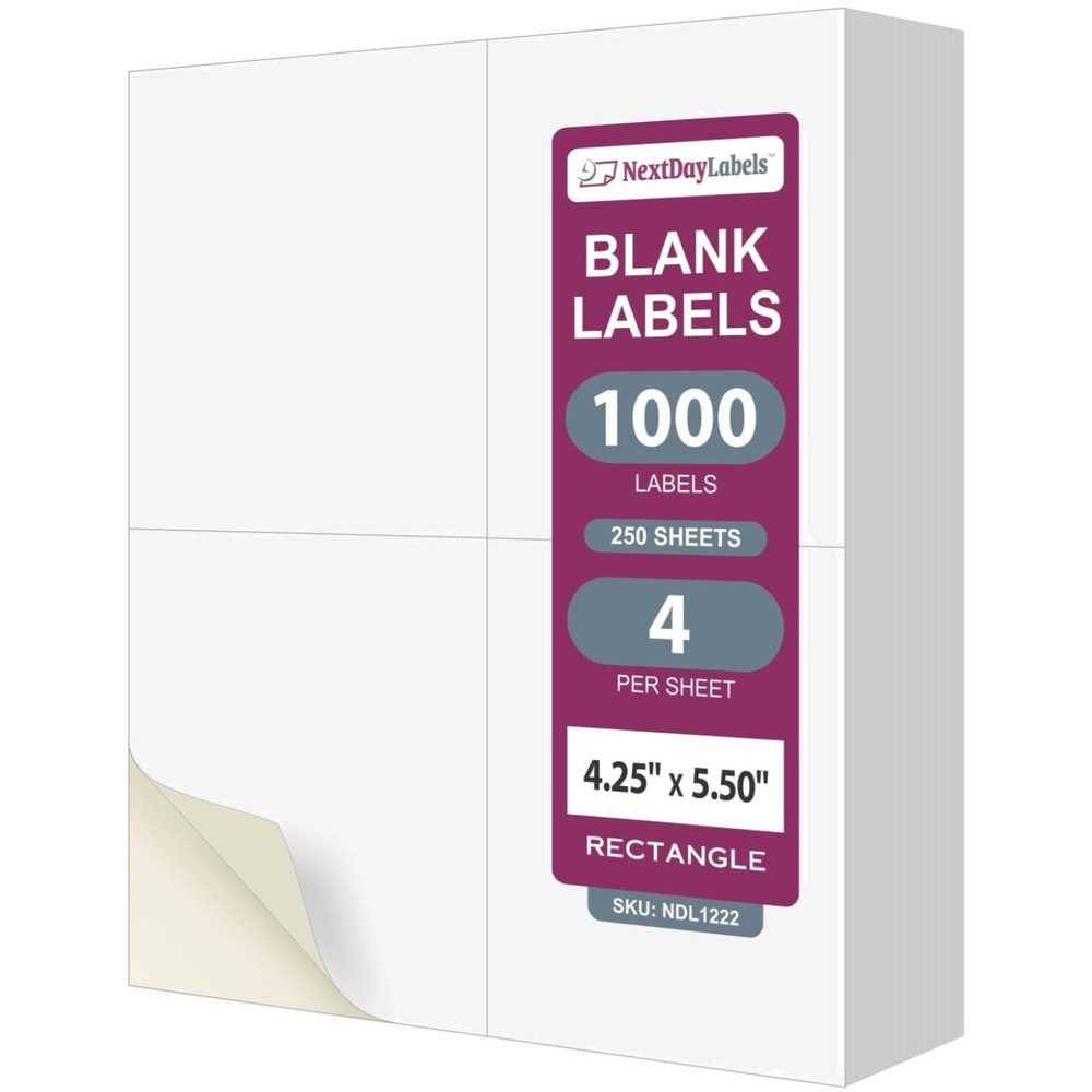 Self-Adhesive Rectangle Stickers – 1000 Labels – 4 Per Sheet