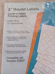 MaxGear 2″ Round Printable Sticker Labels White, Inkjet & Laser, 30 Sheets, 360
