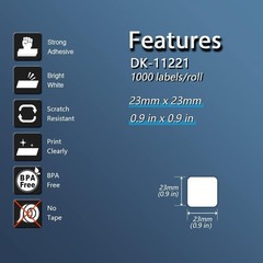BETCKEY – Compatible Square Labels Replacement for Brother DK-1221 (0.9 in x